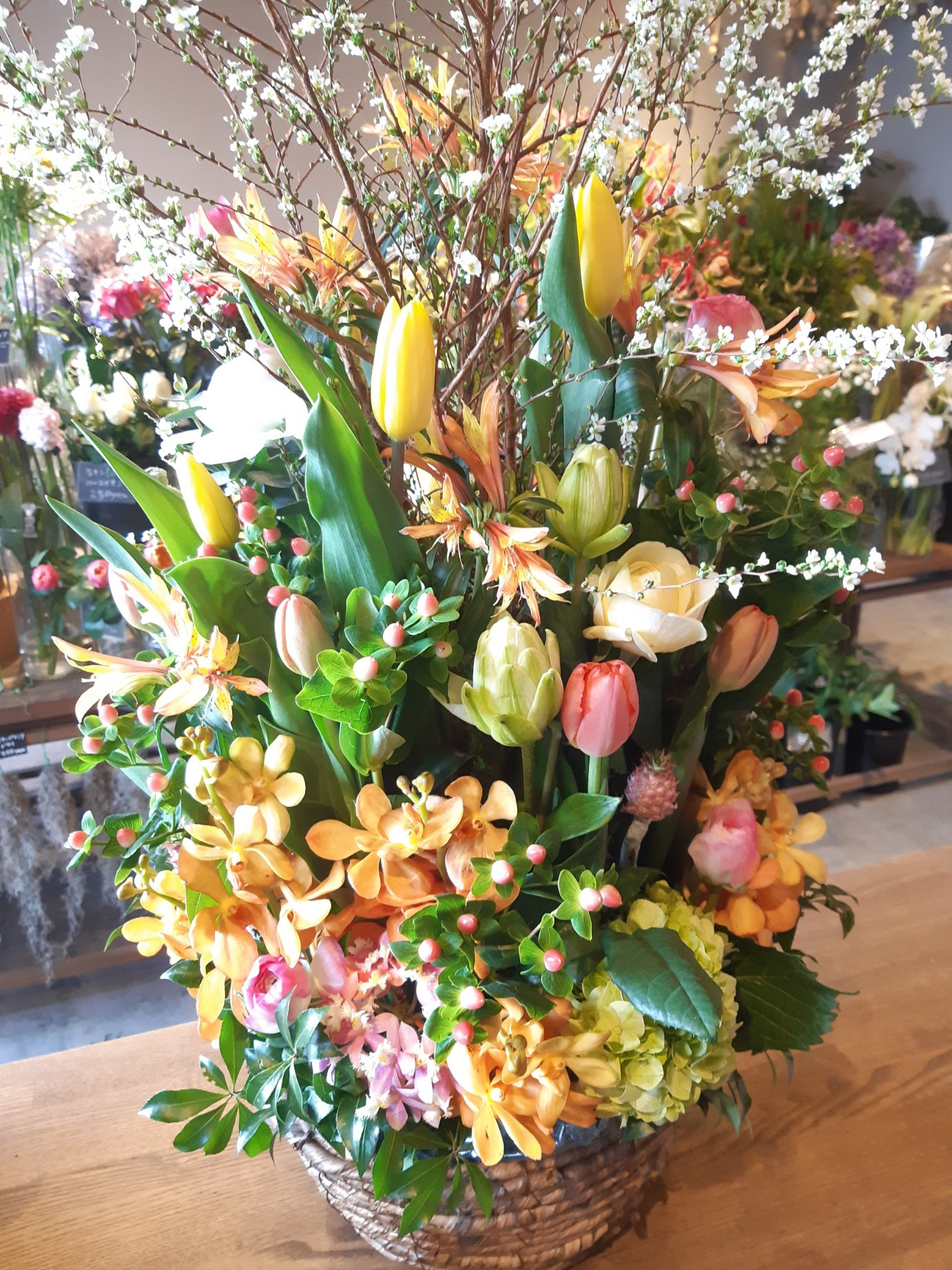 出産祝いのフラワーアレンジメント