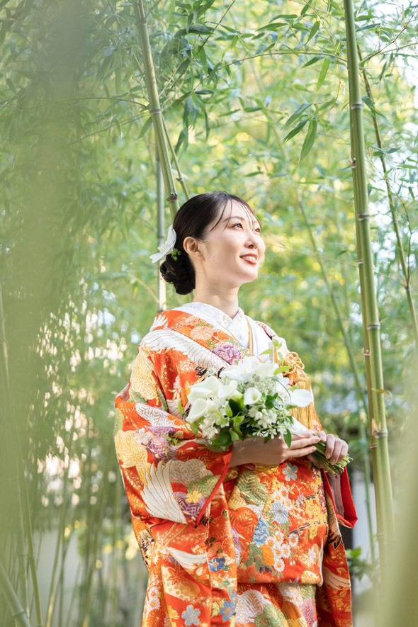 前撮りのブーケと髪飾り